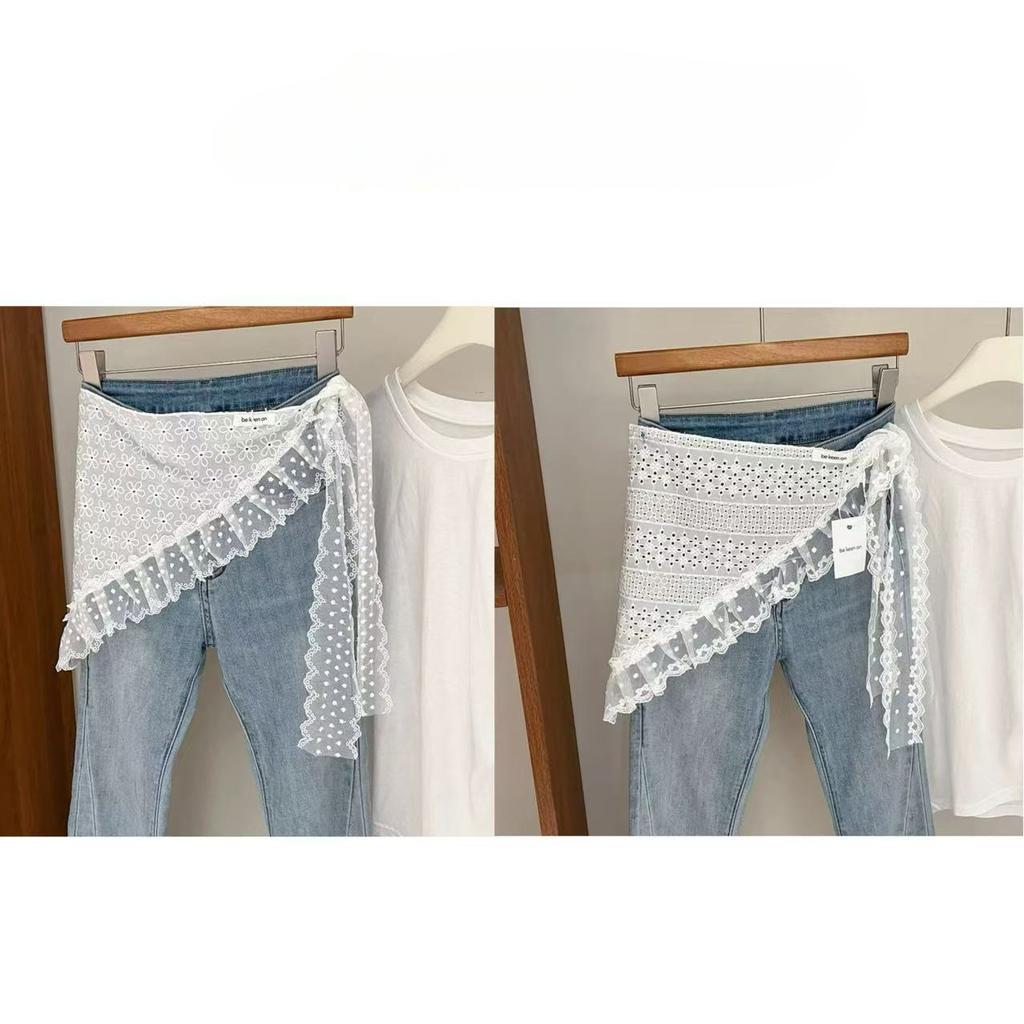 2025 French Lace Layering Scarf | White Waist Chain | Premium Denim Styling