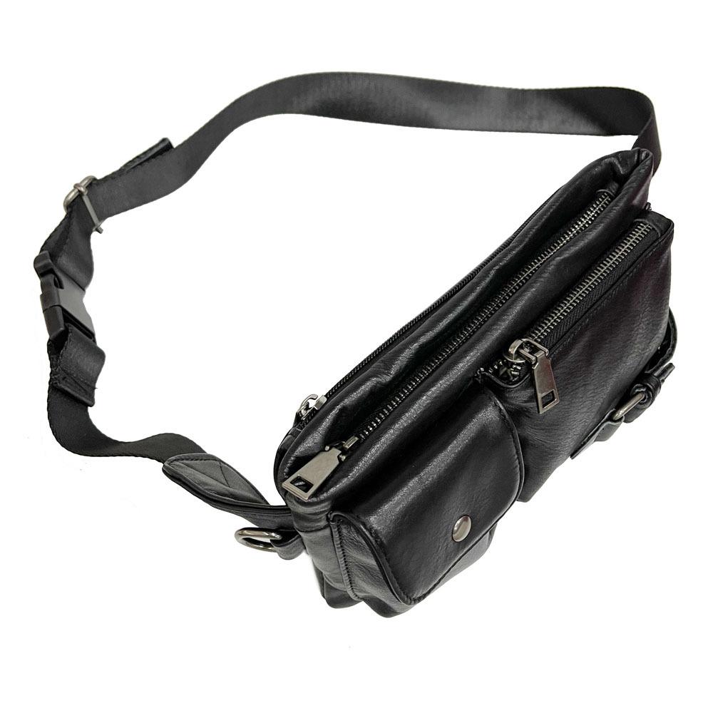 Fashion Men'S And Women'S Fanny Packs, High-Quality First-Layer Cowhide Black Fanny Packs, Breast Bags, Genuine Leather Satchel.
