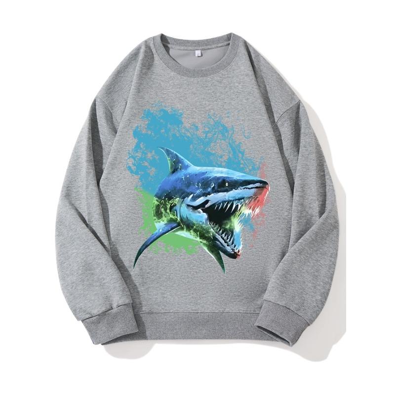 

Модный топ с принтом Blue Shark, повседневная спортивная одежда на осень и зиму, хлопковая толстовка XXL слоновая кость