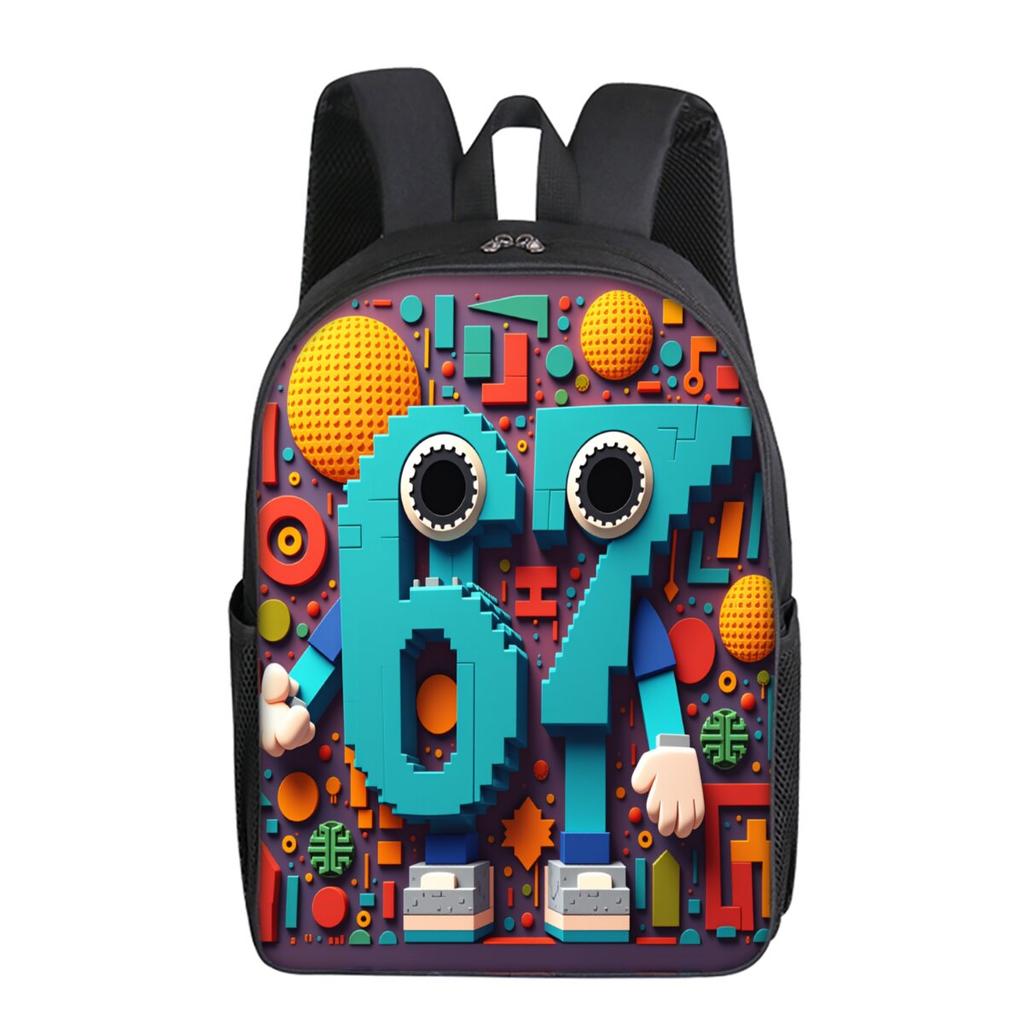 Colorful Number 67 Printing Single Layer Backpack for Boy and Girls Best Gifts 2D Flat Cartoon School Bags for Children