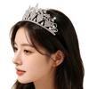 Korean Style Rhinestone Bridal Headdress: High-End Round Crown for Weddings & Performances