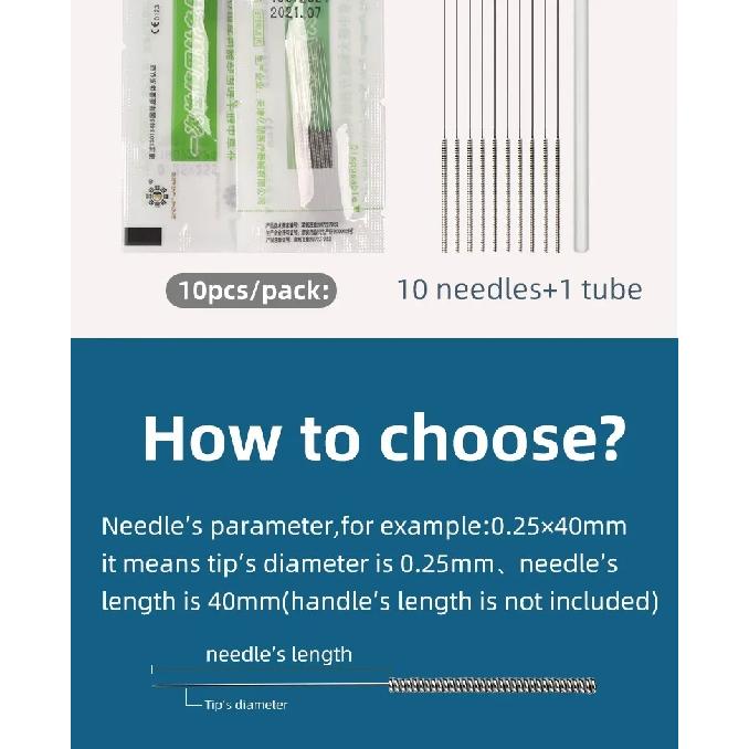Zhongyan Taihe 500 Acupuncture Needles with tube, Tube Acupuncture Disposable Sterile Beauty Massage Needles