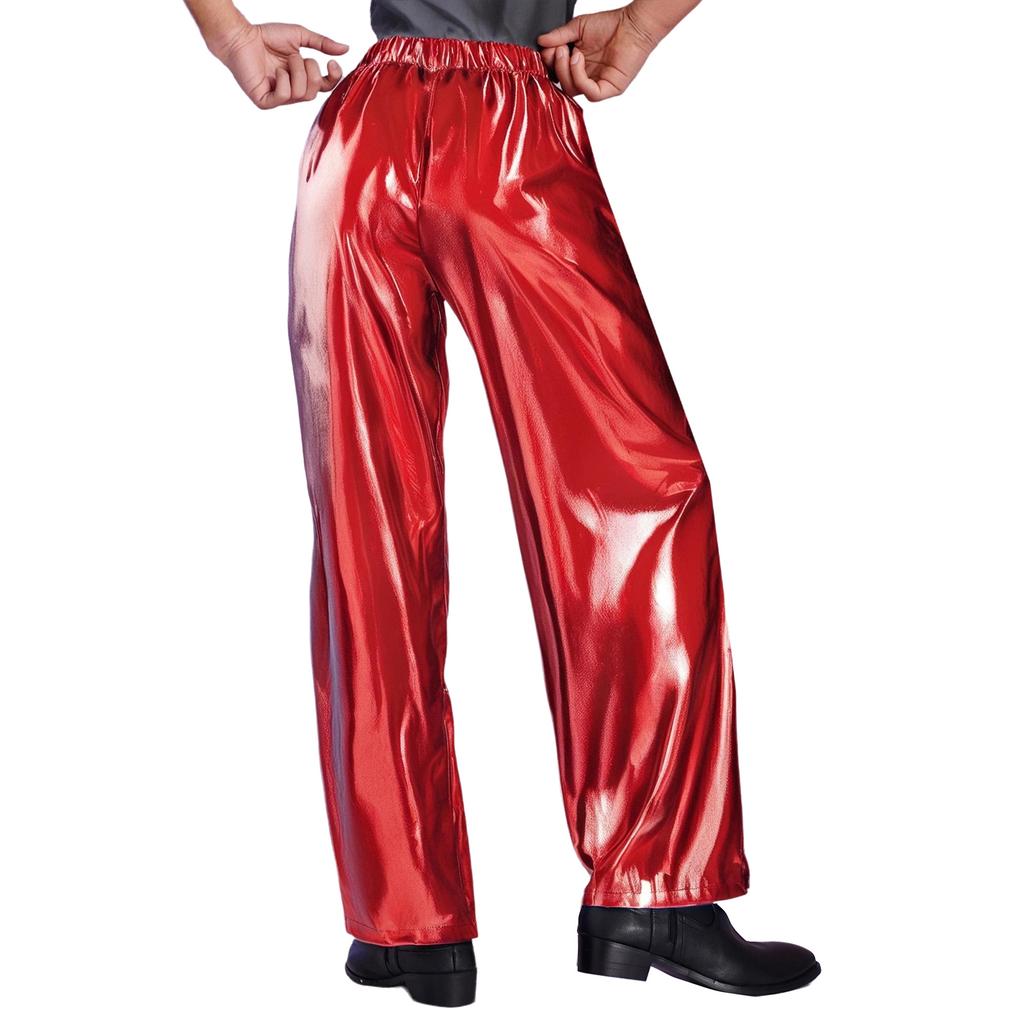 Herren Metallic Jazz Dance Hosen Elastischer Bund Design Halloween Mottoparty Bühnenauftritt Hosen