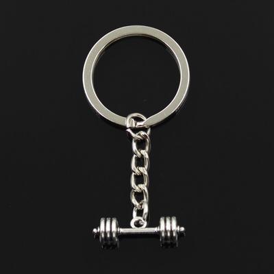 Fashion 30mm Key Ring Metal Key Chain Keychain Jewelry Antique Bronze   Fitness Equipment Barbell 25x7x7mm Pendant