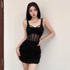 # Sisjuly# Sexy Temperament Adult Lady Like Woman Fishbone Girdle Stylish Mesh Slim Fit Patchwork Slim Looking Dress Women