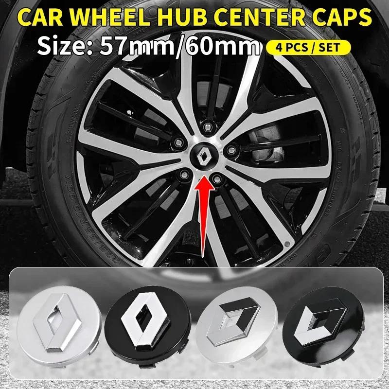 4PCS 57mm 60mm Car Wheel Center Hub Cap Stickers Styling For Renault RS Koleos Captur Kadjar Megane Clio Talisman Scenic Arkana AZG53