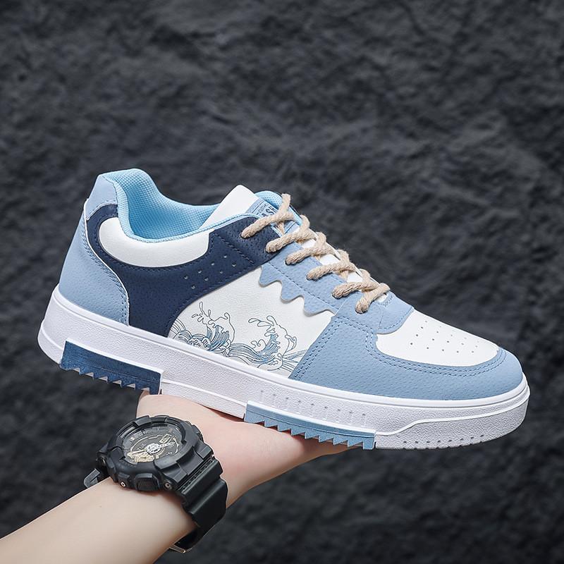 

Trend versatile thick baseplate shoes 2025 spring new men s shoes breathable little white shoes men s sports and leisure trendy shoes 44 світло-синій колір