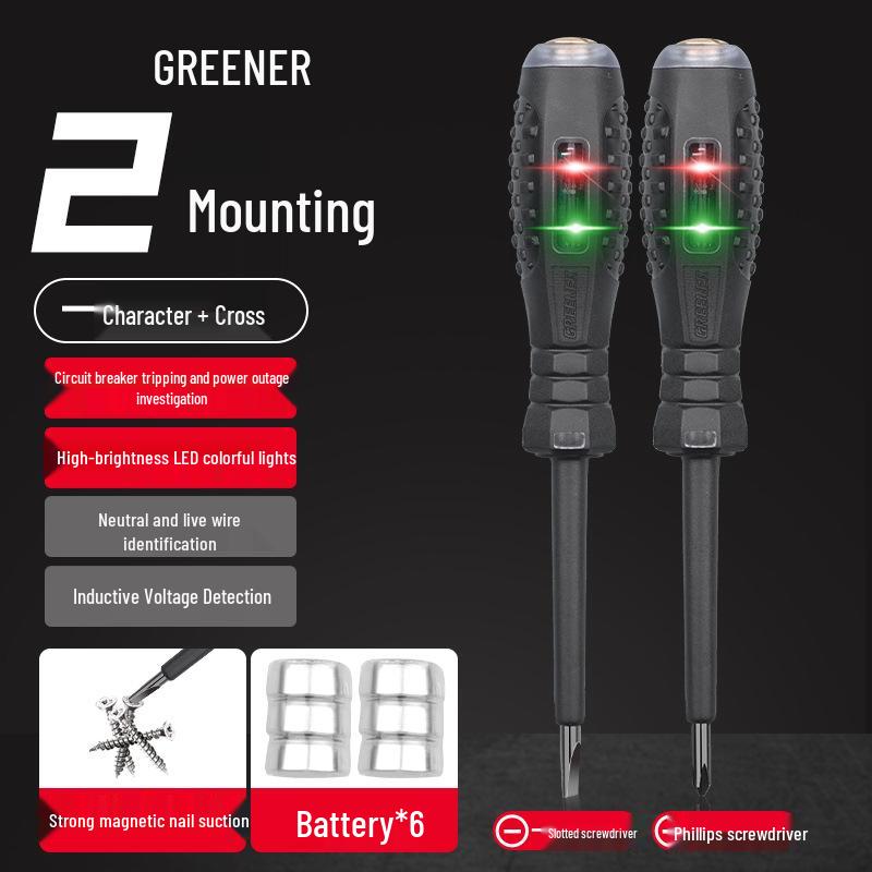 Green Forest Electrician Test Pen: Broken Wire Detector & High Torque Screwdriver