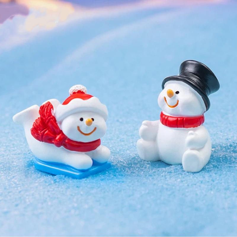 Mini Statuina di Natale in Resina con Carini Disegni di Babbo Natale e Pupazzo di Neve Perfetta per Paesaggi in Miniatura Decorazione da Scrivania per la Casa
