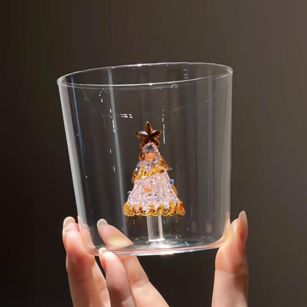 Tazza da Latte in Vetro Creativa 3D Albero di Natale Resistente al Calore