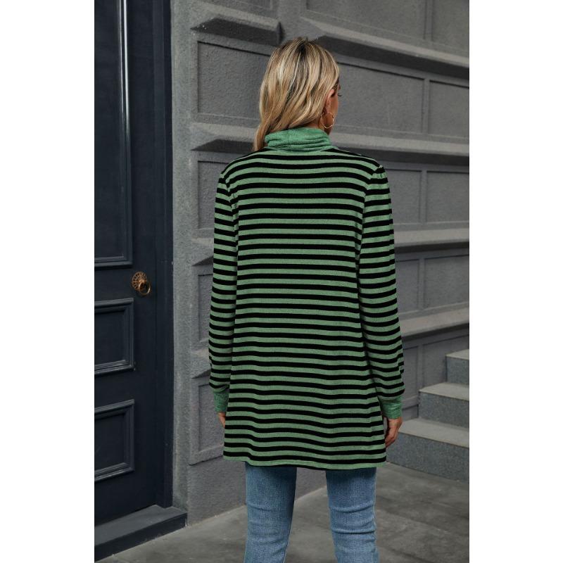 YYFS Dam Mode Casual Vår Höst Randigt Tryck Långärmad O-Hals Blusar & Skjortor