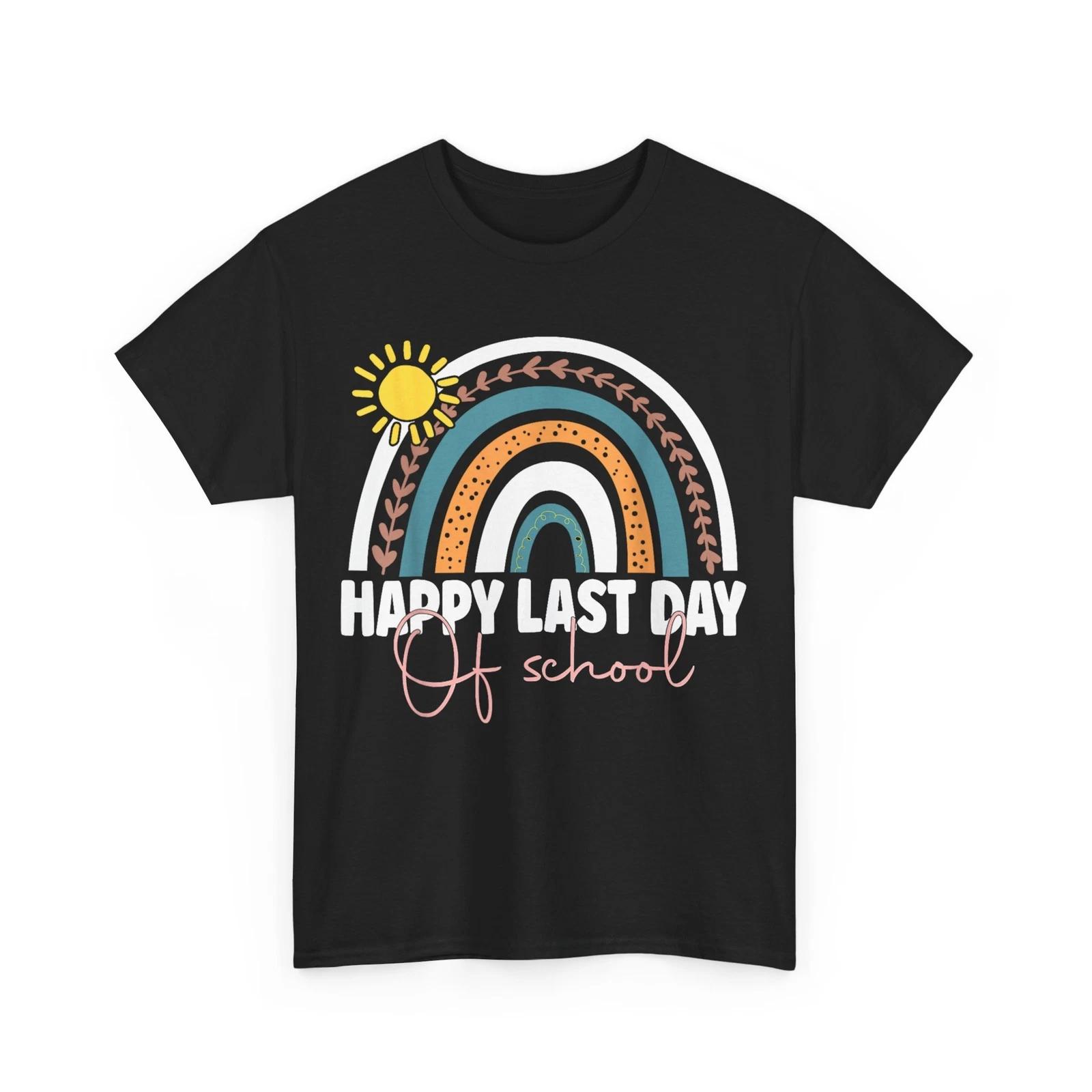 Happy Last Day of School Teacher Student Graduation Rainbow T shirt 4XL