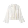 European & American Style Layered Stand Collar Long Sleeve Women's Shirt - 2234900