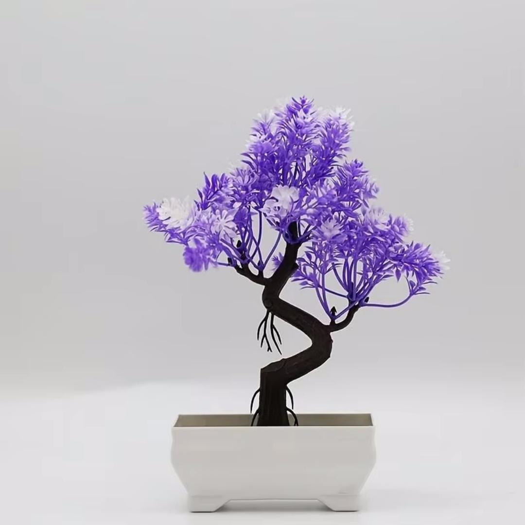 

Садовая композиция, украшения, пластиковые растения, бонсай, небольшой горшок для дерева, искусственное растение, цветок в горшке, украшение стола для домашней комнаты фиолетовый