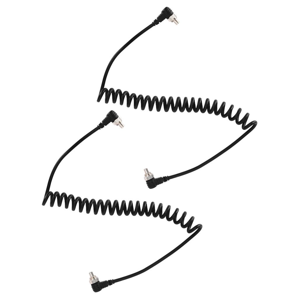 2Pcs Camera Flash Synch PC Cord Male to Male Speedlite Spring Cable Universal Type for Studio Video