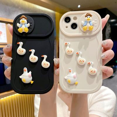 Wave Push Window for Apple 16PRO 3D Duck Ball Phone Case for IPhone 12/X Cute TPU Protective Case