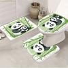 1/3/4pcs Bamboo Panda Shower Curtain Set - Cute Panda & Bamboo Design, Includes, U-Pad, Lid Cover, 12 Hooks, 180x180cm, Polyes