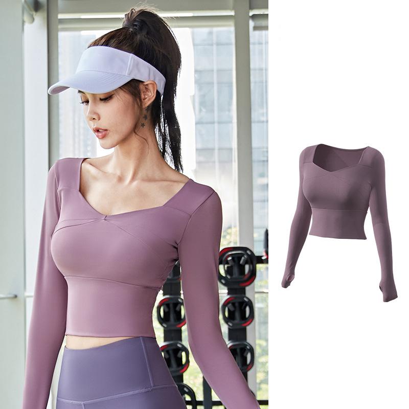 Long Sleeve Yoga Shirts Women Seamless Gym Sports Top Running Fitness Workout Top Shirts Sport Active Wear Shirt