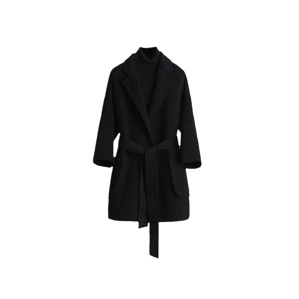 Hepburn Style Women's Loose Mid-Length Wool Coat for Autumn and Winter