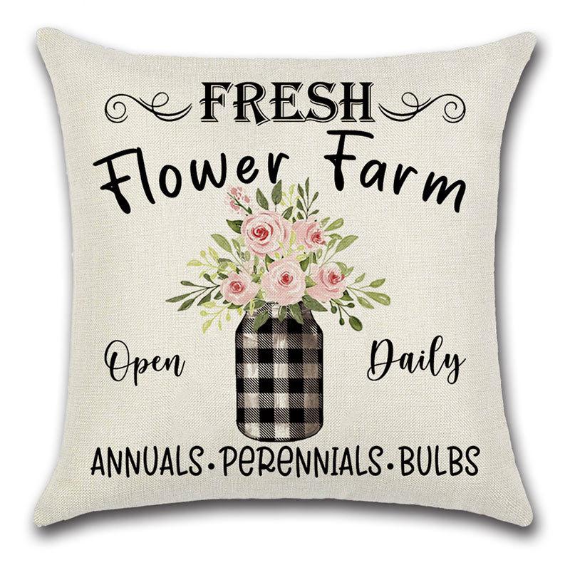 Pillow Case Spring Throw Pillow Case Flower Truck Farm Print Home Decor Cushion Cover Back Cushion