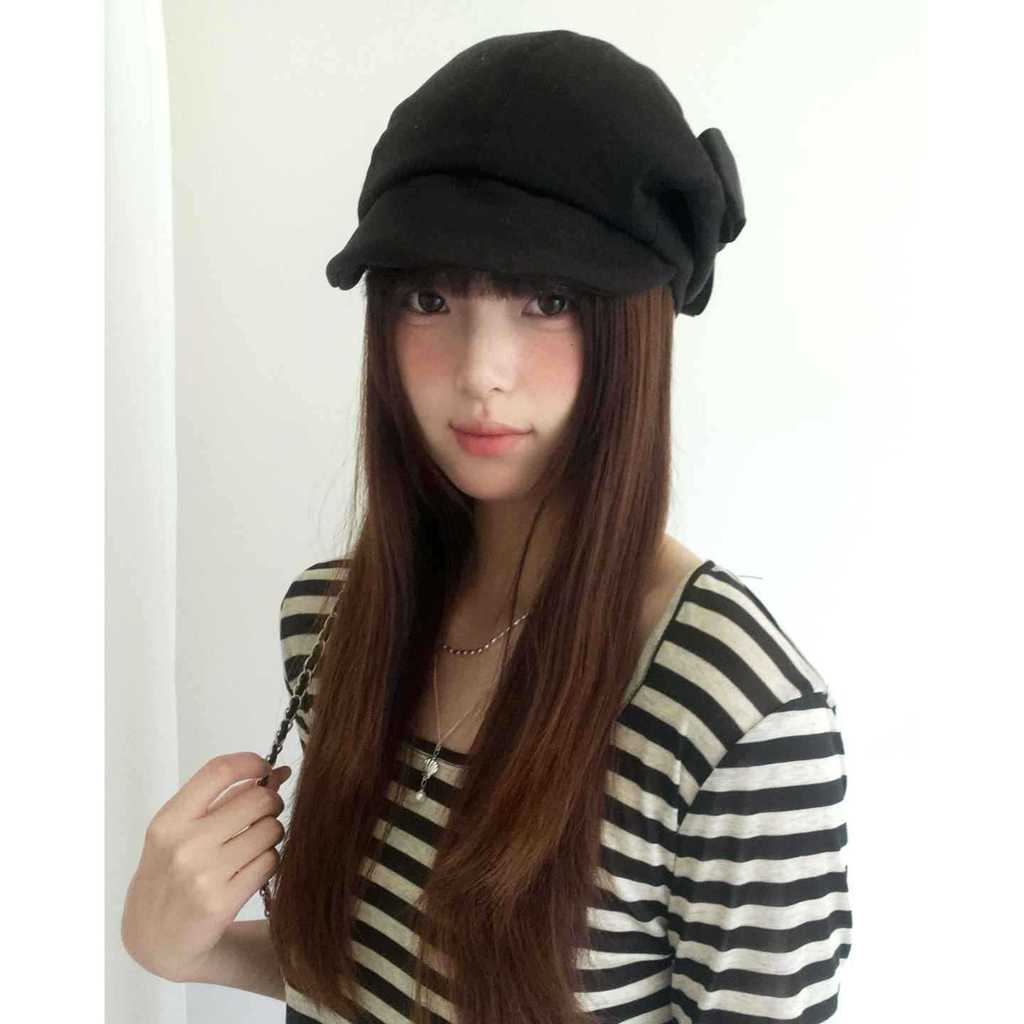 Vintage Japanese Bowknot Beret Hat For Women Autumn Winter Warm Casual Fashion Accessory