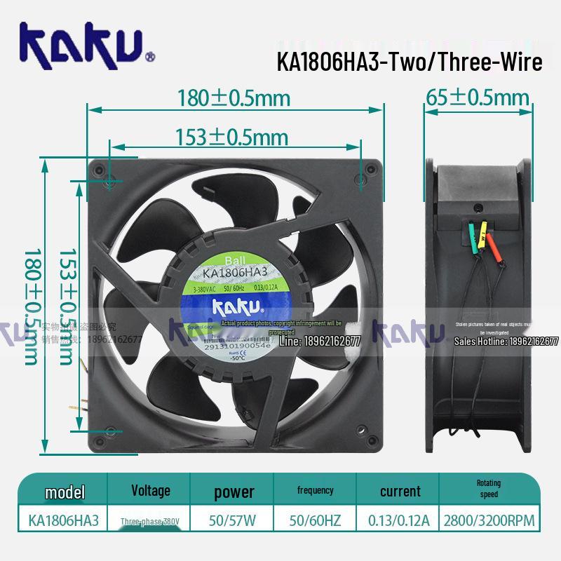 

KA1806HA3 Magnesium Alloy Three-Wire Axial Fan with Ball Bearing & Double Flange for Stable Heat Dissipation.
