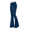 Plus Size Women Vintage Flare Jeans?Lace Up Bow Skinny Wide Leg Denim Pants