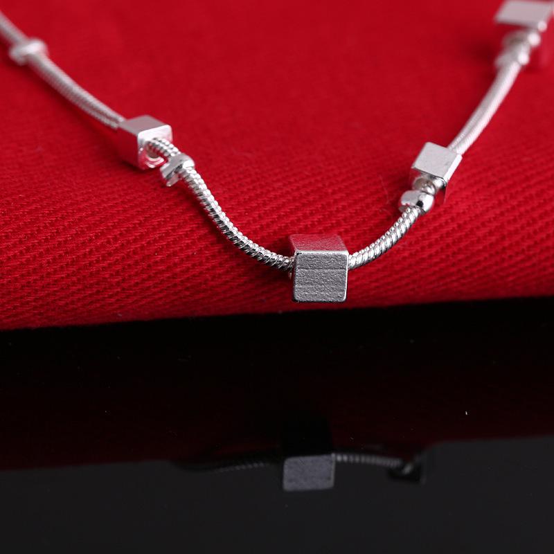 Simple Square Grid Hamsa Stamp Anklet Bracelet On The Leg For Women Sandy Beach Silver Plated Chian On Foot Girl Ankle Bracelet