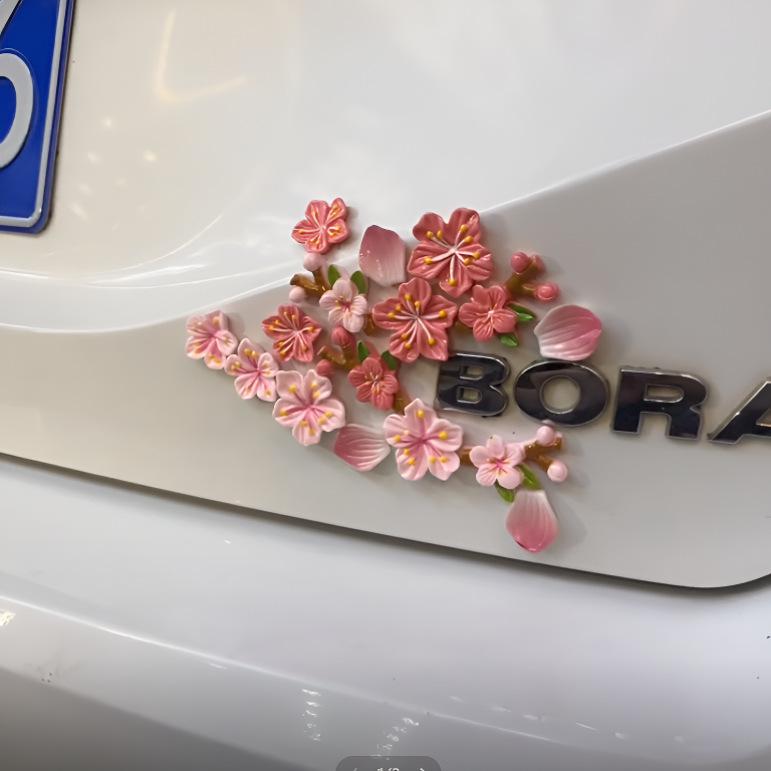 Exclusive 3D Peach Blossom Sticker: Cherry Blossom Pattern Car Rear Decal