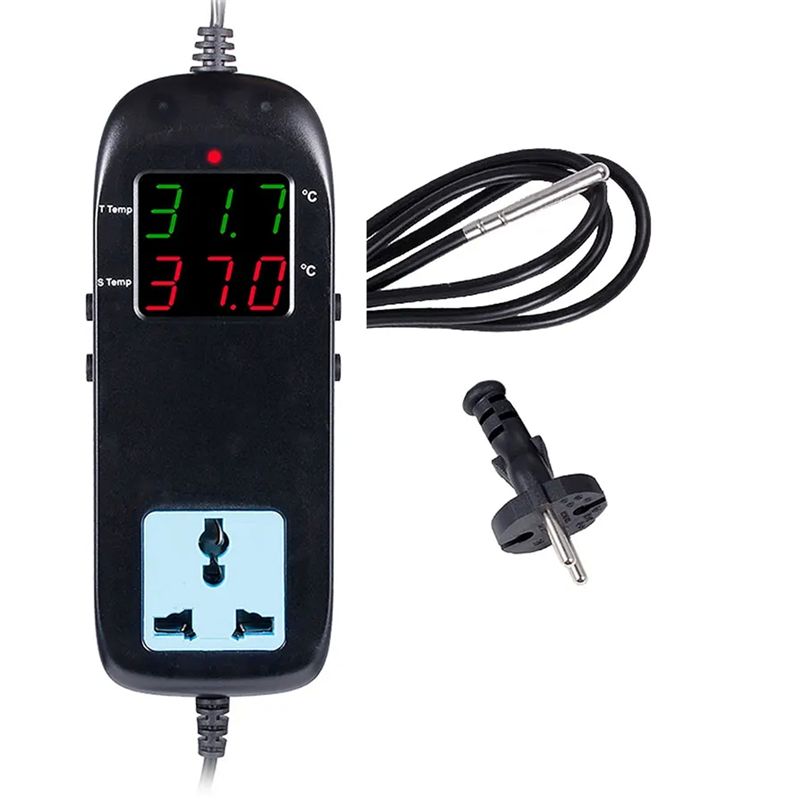 

A84E-Digital Temperature Controller Build In Outlet 2200W 220V 10A Thermostat Controller For Reptile Freezer Durable EU Plug