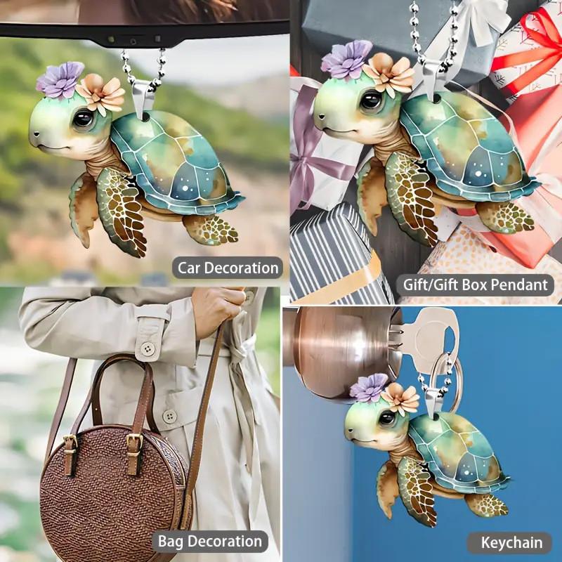 Acrylic Cartoon Charming Turtle Car Interior Decoration Pendant With Colors Vibrant
