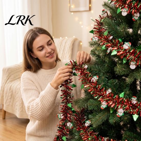 Christmas Tree Ornament Ribbon Snowflake Tinsel Garland, 200cm Light Blue Purple Foil Durable Pet Material Strip for Staircase Window, Holiday