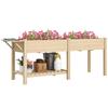 Garden Planter On Square Legs With 2 Bins Lower Shelf Rack 207 X 59 X 78 Cm Natural Wood