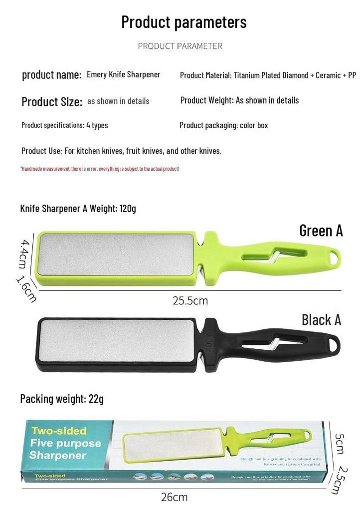 Multi-Functional 400 Grit Double-Sided Kitchen Knife Sharpener with Diamond Sand