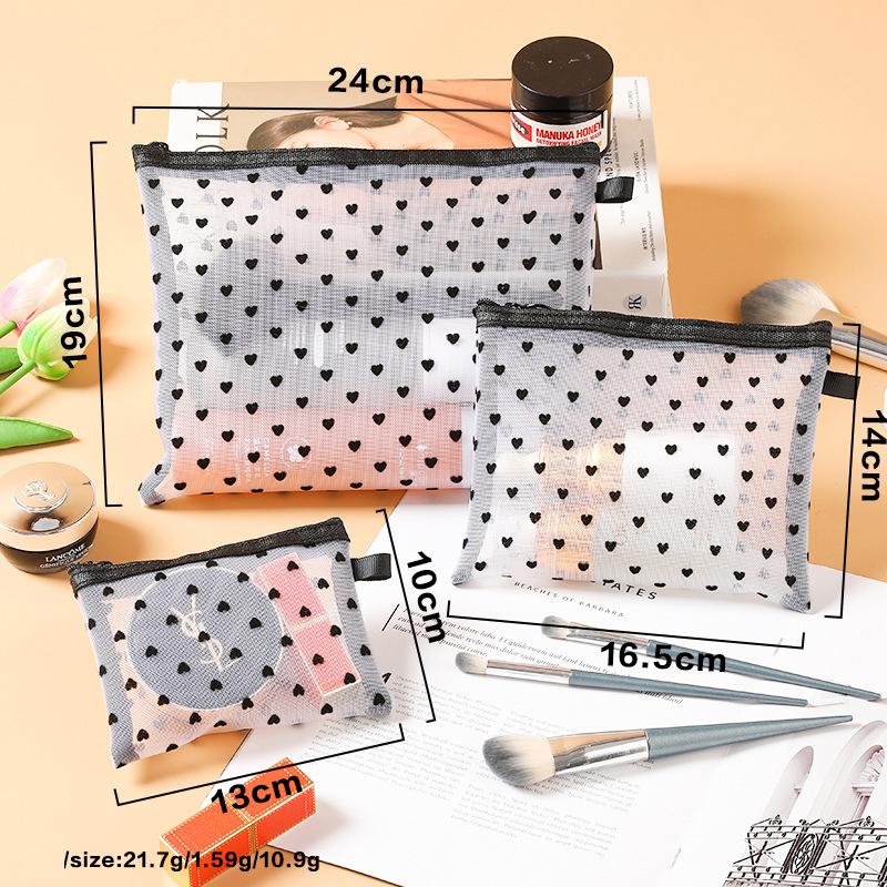3pcs/set Hot Mini Transparent Heart Makeup Bag Women Portable Lipsticks Cosmetic Storage Pouch Ins Clear Ctue Small Make Up Bag