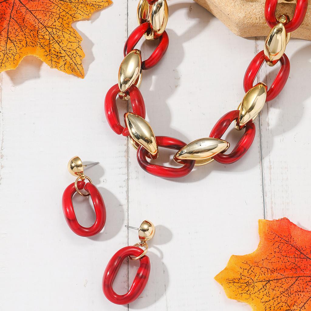 Bohemisk Kedja Kreativt Halsband Örhängen Kvinnor Chunky Choker Smycken Gåva