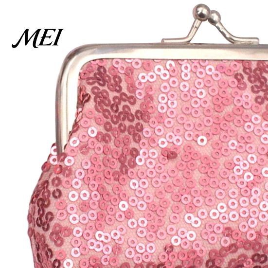 Lipstick And Coin Holder Women Purse, with Metal Hinge Kiss-lock Design, Lightweight Portable Sparkly Small Purse Mini Wallet, Sequined Glitter