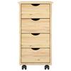 Mobile Cabinet with Wheels Brown 65.5 x 34 x 39 cm Solid Pine Wood