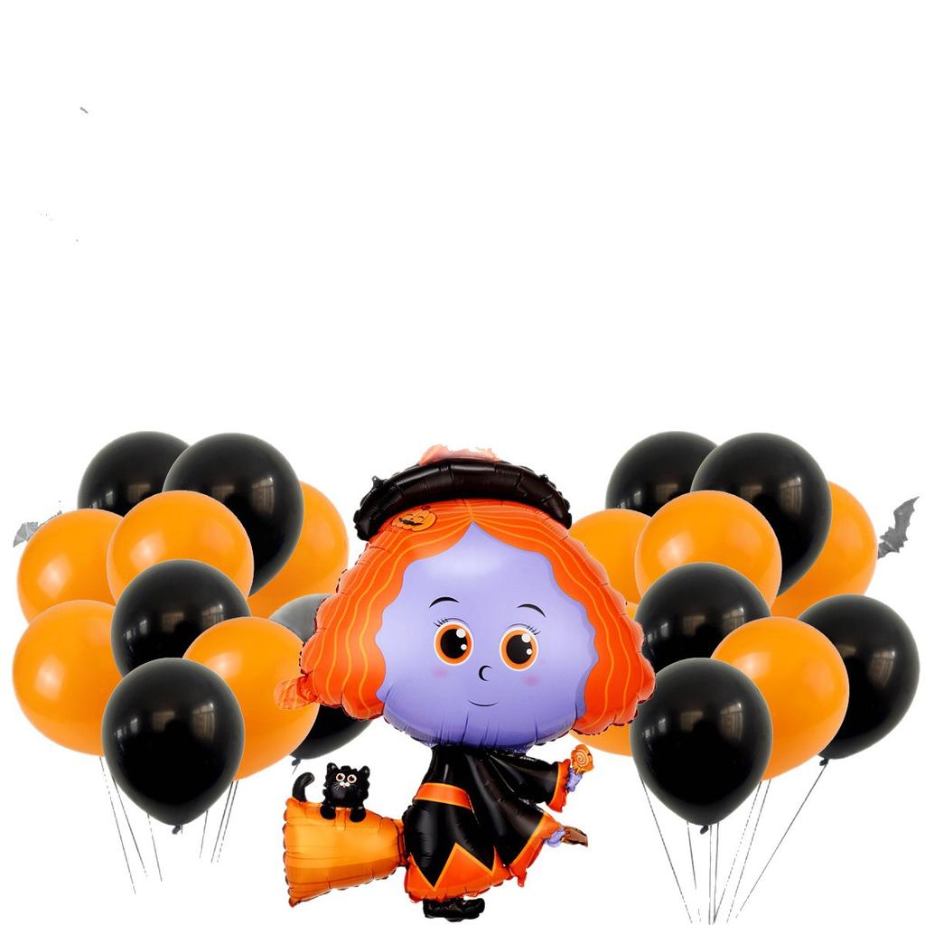 Halloween Pumpkin Aluminum Film Balloon Set Skull Bat Wall Sticker Flag Atmosphere Decoration