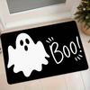 Halloween Ghost BOO Print Flannel Rug Home Entrance Mat Indoor Anti-Slip Door Mat Kitchen Bathroom Water Absorption Dust Removal Floor Mat