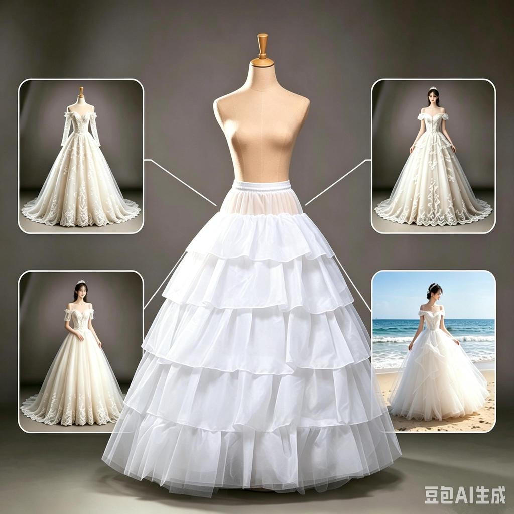 Fluffy 4/6/8 Layers Design No Hoop Petticoat Wedding Dress Crinoline Bridal Ball Gown Underskirt Lined Skirt Party Dress Cosplay