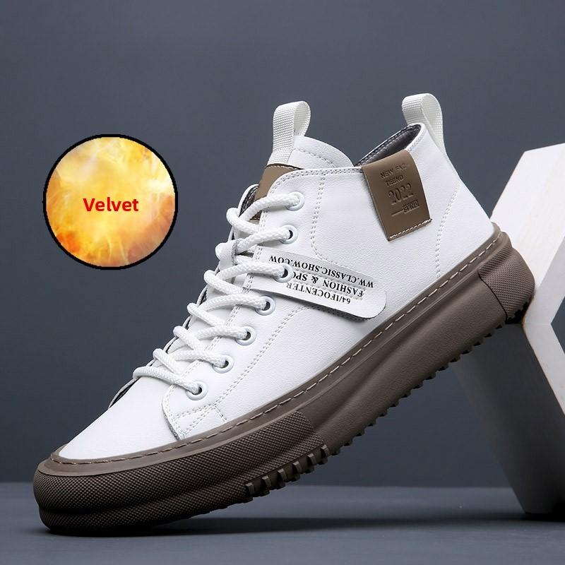 Fashion Men's Shoes High Quality Leather Surface Off White Shoes 2025 New High Top Shoes Men Casual Sports Board Shoe Sapato Masculino