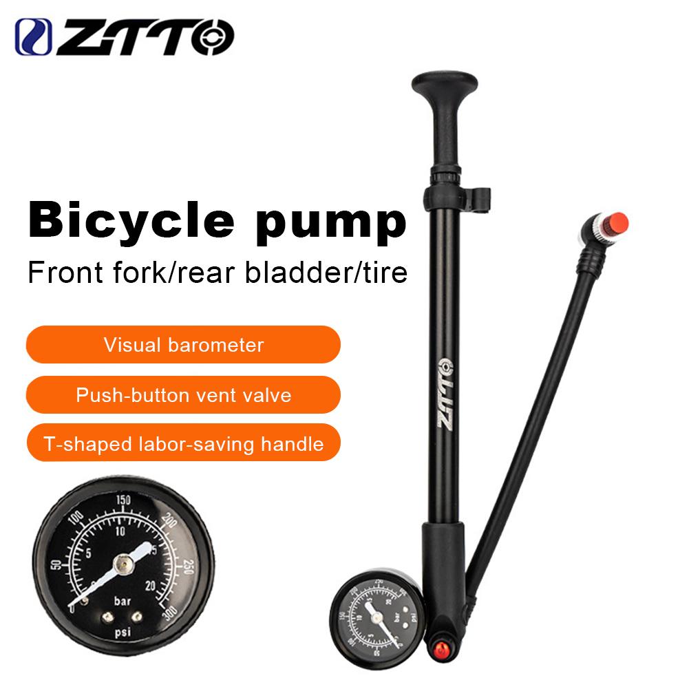 300PSI Bicycle Air Pump with Gauge MTB Bike Shock Pump High Pressure Bike Tire Air Pump for Mountain Bike Front/Rear Suspension