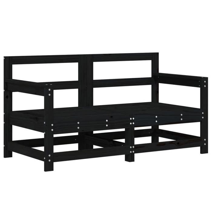 VidaXL Canapés d'Angle de Jardin 2 pcs, Sièges avec Dossier, Meubles de Terrasse Patio Arrière-cour Balcon Extérieur, Noir 825510