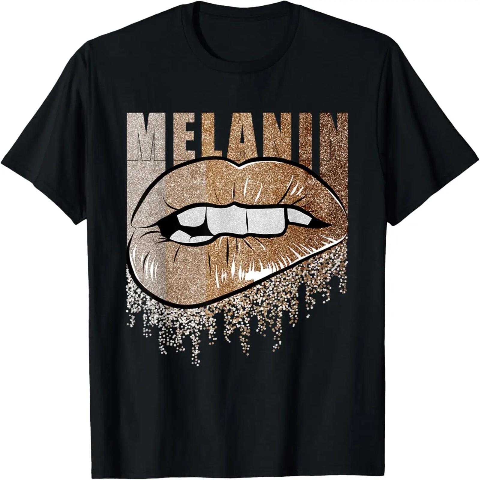 

Melanin Brown Sugar Biting Lips Cute Black History Month T-Shirt XXXXXL чёрный