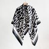 130Cm Oversized Leopard Dot Printed Square Scarf Black&White Color Thin Smooth Shawl Leisure Style Windproof Sunscreen Head Wrap