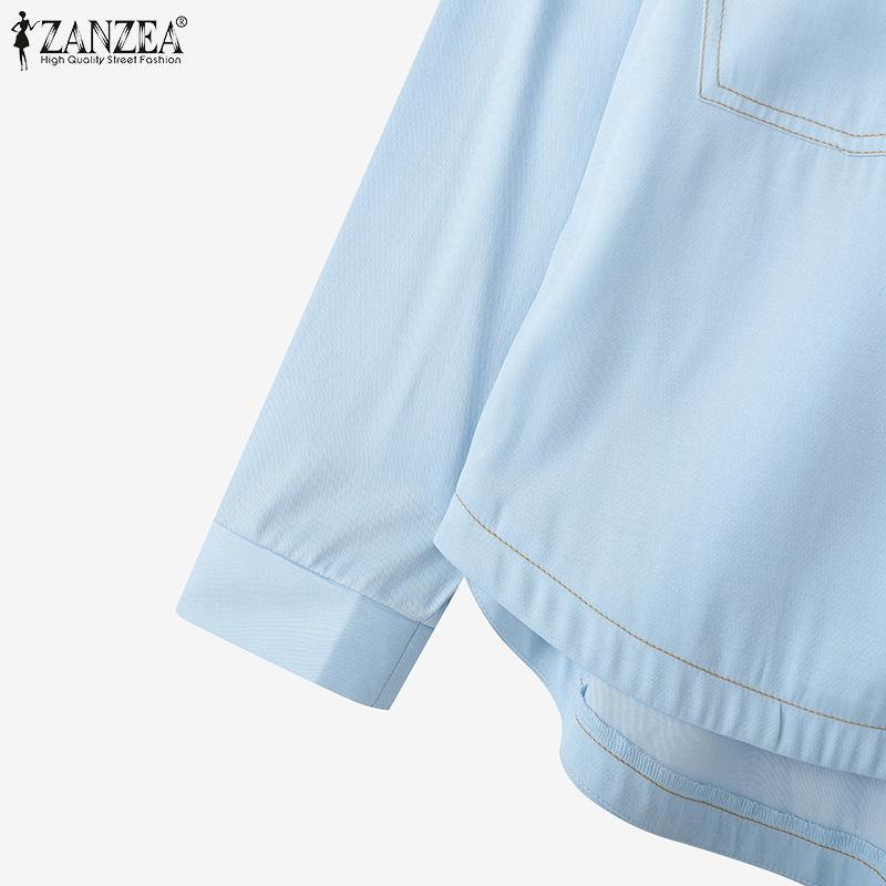 ZANZEA Chemisier ample à manches longues et col rabattu pour femme