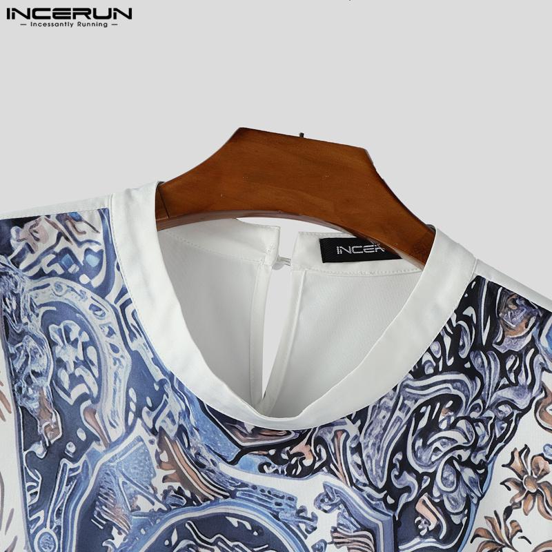 INCERUN Summer Men O Neck Sleeveless Ethnic Print Casual Loose Tank Tops