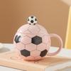 Funny Football Shape Drinking Mug 14oz Ceramic Cup with Lid Cover For Hot Cold Beverages And Display