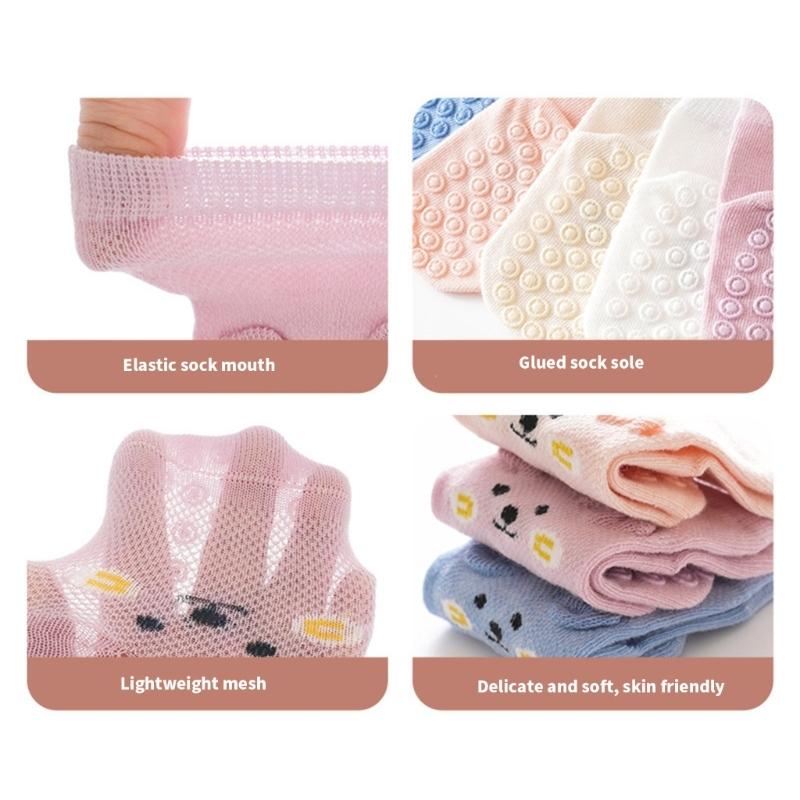 Baumwoll Socken mit Anti-Rutsch-Sohle für Mädchen Jungen Atmungsaktive Knöchelsocken Hohe Elastische Grip Socken Baby Knöchelsocken